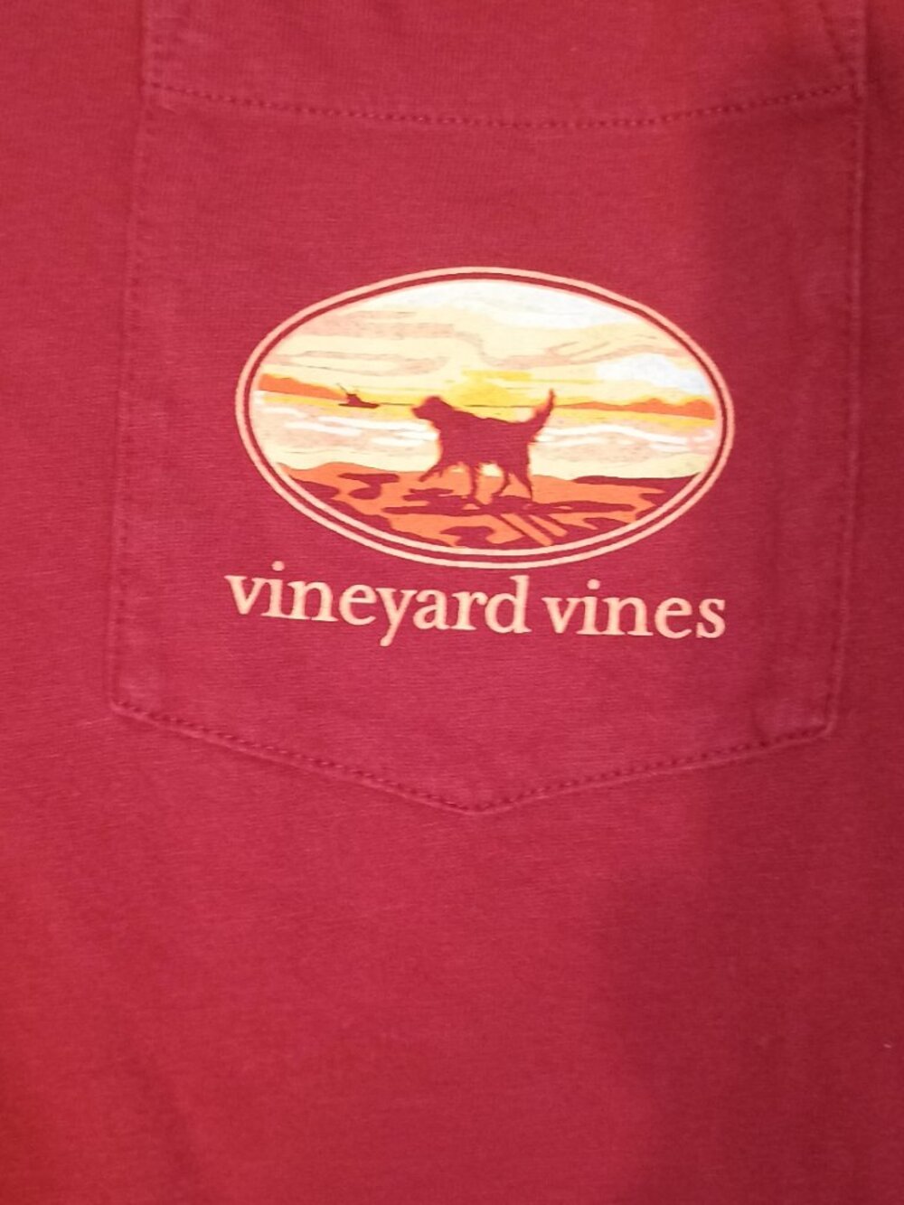 Vineyard Vines/Pocket Tee/Womens XS/Red/Dog Beach Sunset Graphic Coastal Shirt - Picture 4 of 8